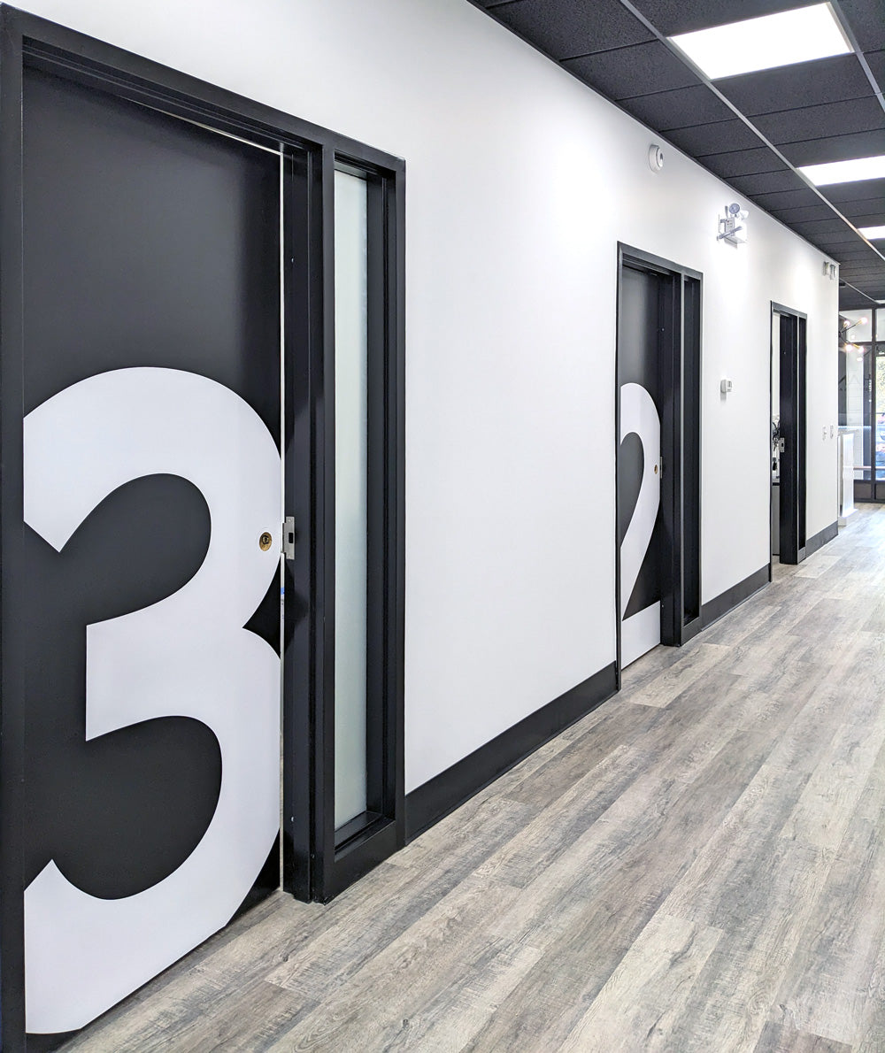 vinyl door decals, vinyl door numbers, door numbers, door numbers Winnipeg, vinyl wall decals, office business logo wall decal, office decal install, office decal design, custom wall decals, wall murals, removable wall decals, permanent wall decals, wall decals Winnipeg, wall decals Manitoba, wall decals fast