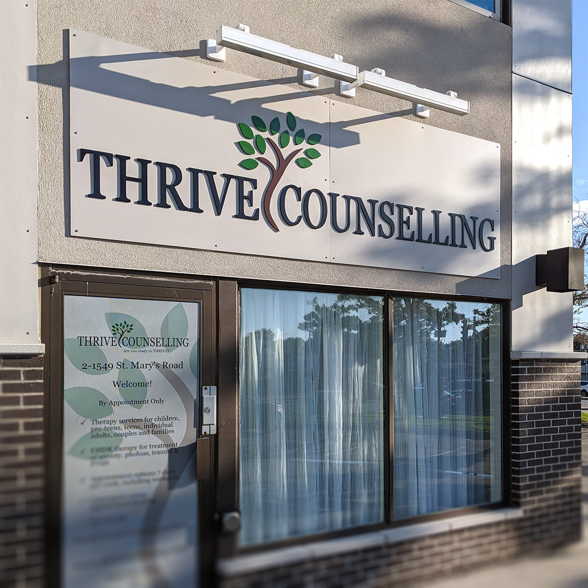 acrylic, pvc, aluminum office, interior, exterior sign Winnipeg, router cut signs Winnipeg, reception logo signs Winnipeg, health clinic wall logo Winnipeg, business wall logo Winnipeg