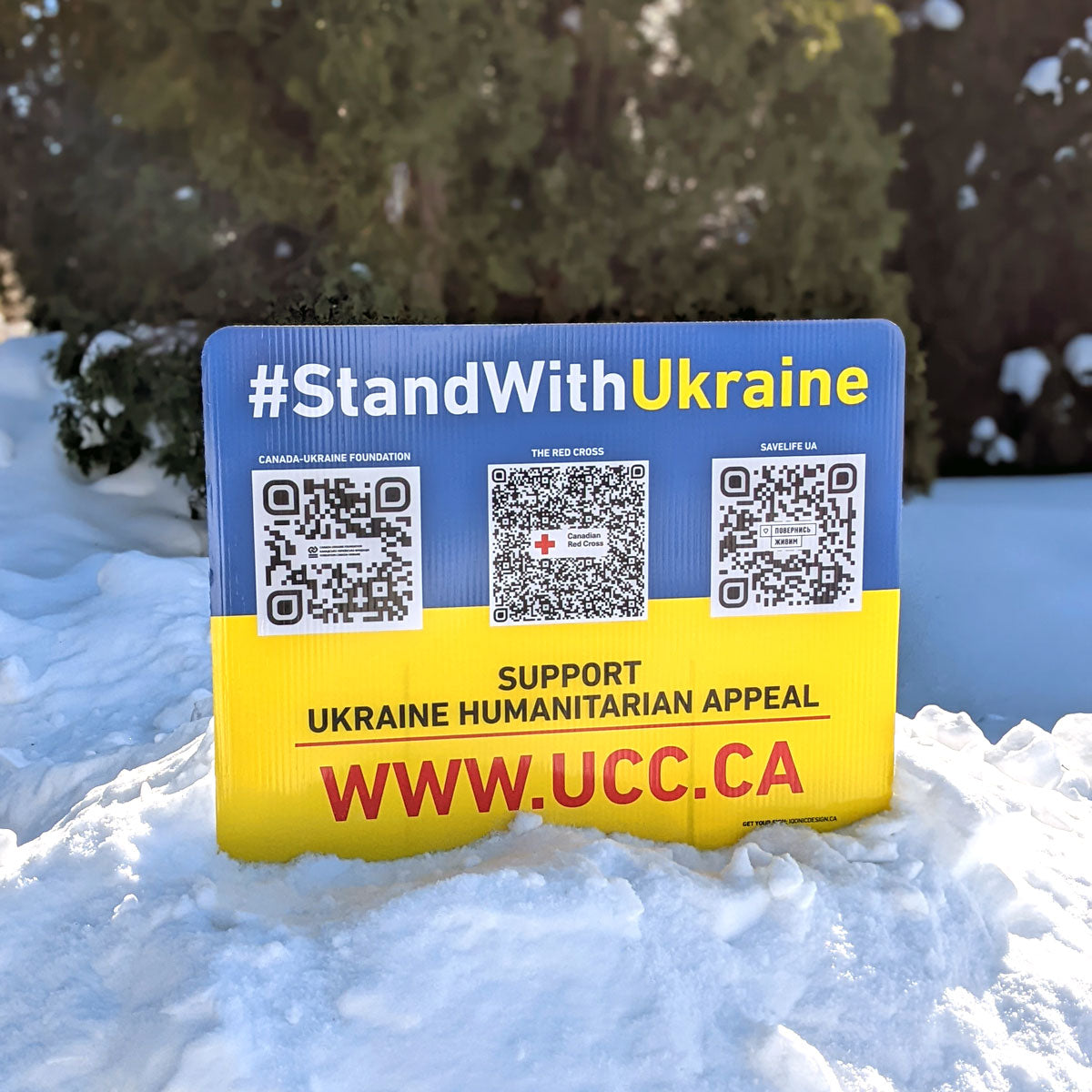 Help Ukraine lawn sign winnipeg iqonic design